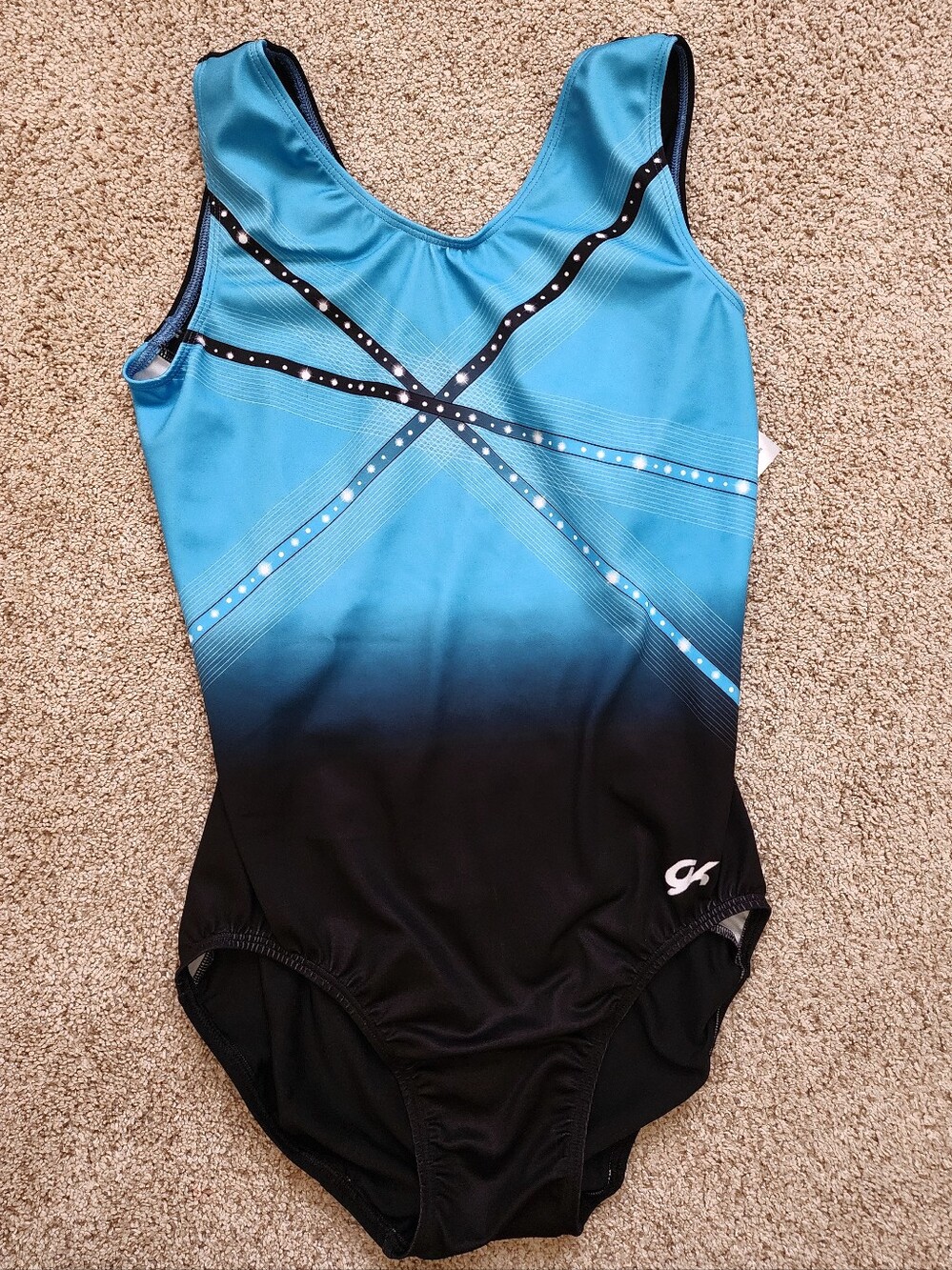 NWT GK Elite Blue to Black Ombre Gymnastics Leotard adult Large